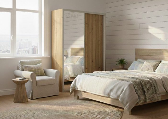 ארון הזזה 2 דלתות דגם רותם בשילוב מראה