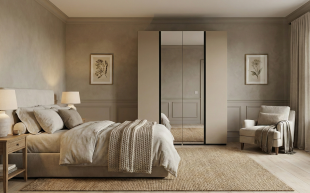 ארון בגדים יוקרתי דגם נעה | 4 דלתות בשילוב מראה 160ס