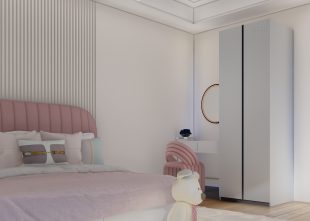 ארון ילדים בדגם נעה | 2 דלתות עם ידיות רוכבות ברוחב 80 ס