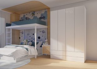 ארון לחדר ילדים בדגם שירה | 4 דלתות רוחב 160 ס