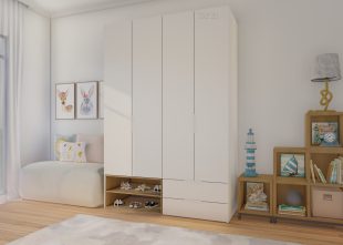 ארון שירה עם כוורת נעליים לחדר ילדים | 4 דלתות 160 ס