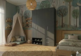 ארון שירה עם כוורת נעליים לחדר ילדים | 4 דלתות 160 ס