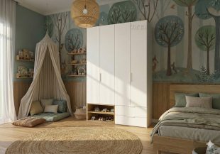 ארון שירה עם כוורת נעליים לחדר ילדים | 4 דלתות 160 ס